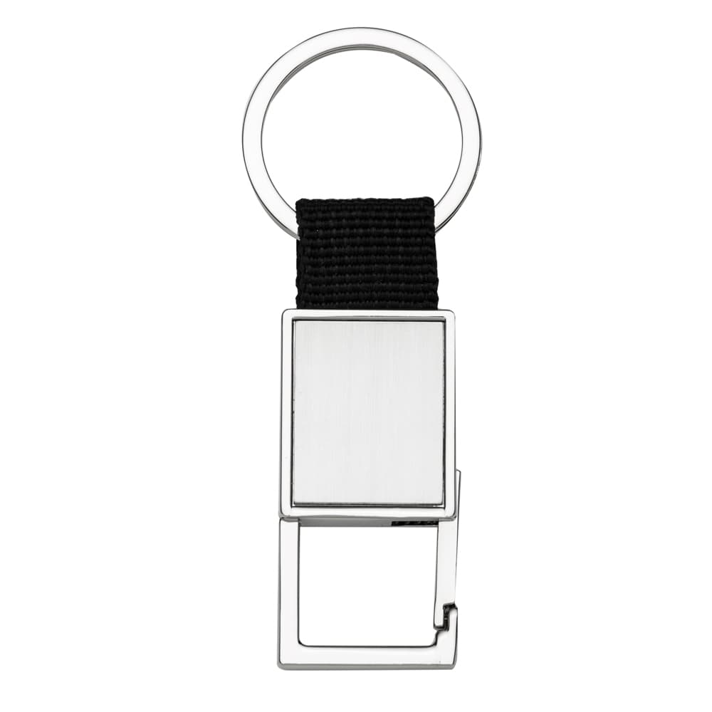 Chaveiro de Metal Retangular com Mosquetão e Alça de Nylon Personalizado
