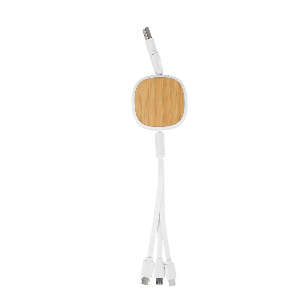 Cabo USB 3 em 1 de Bambu Personalizado - segunda imagem