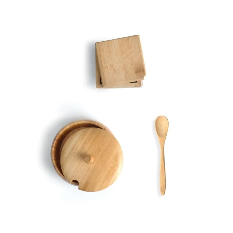 Kit Farinheira E Saleiro Em Bambu 3 peças para Brindes Personalizados - segunda imagem