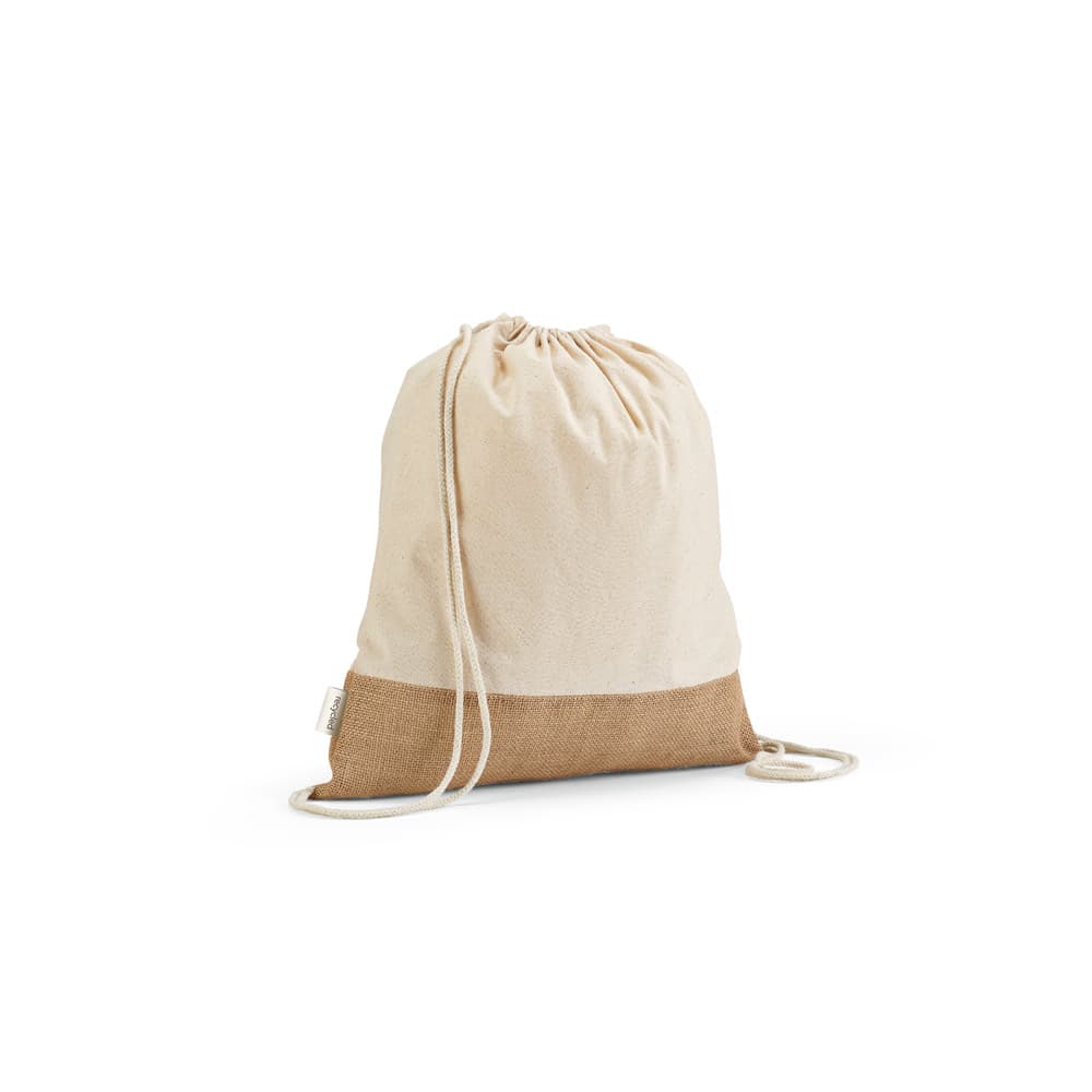 Sacola tipo Mochila em Algodão Reciclado com Base em Juta Personalizado - segunda imagem