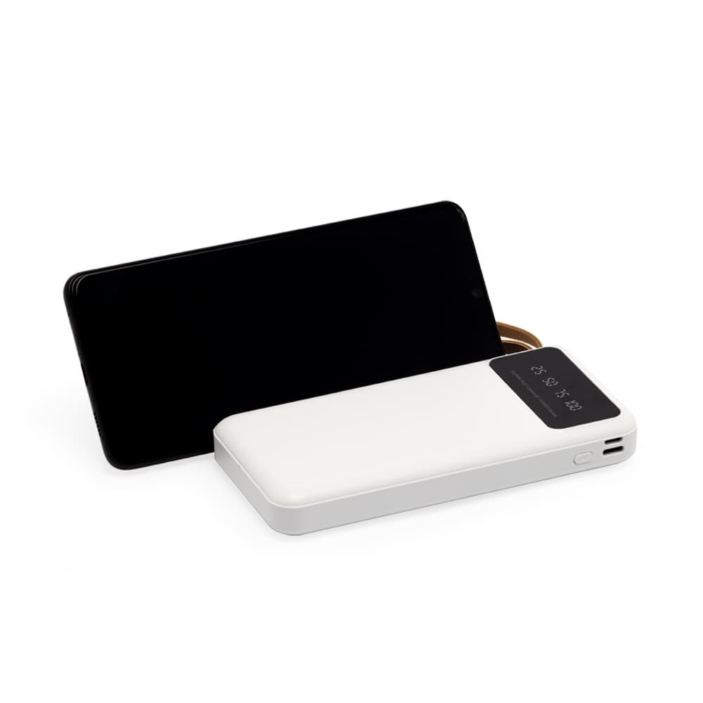 Power Bank 10.000mAh com Lanterna e Alça de Couro Sintético para Brindes - segunda imagem