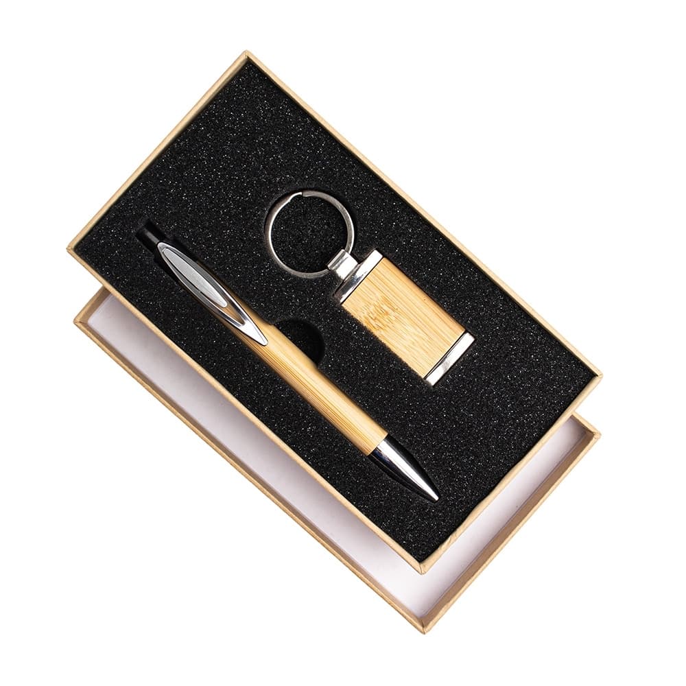 Kit Caneta e Chaveiro Bambu para Brindes - segunda imagem