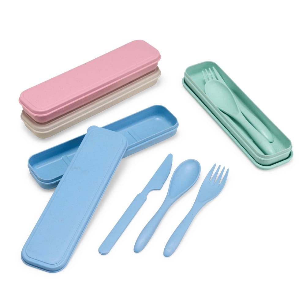 Kit Talheres 3 Peças Palha de Trigo para Personalizar