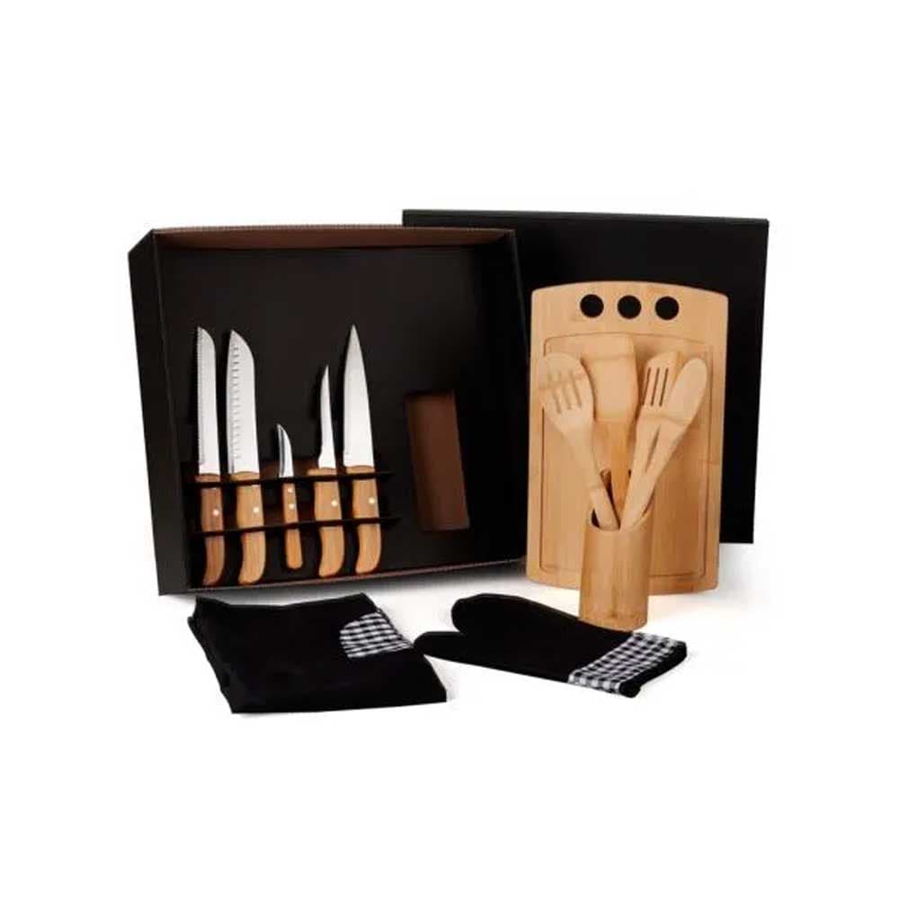 Kit Gourmet Com Tábua, Facas, Colheres - 13 Peças para Brindes - segunda imagem