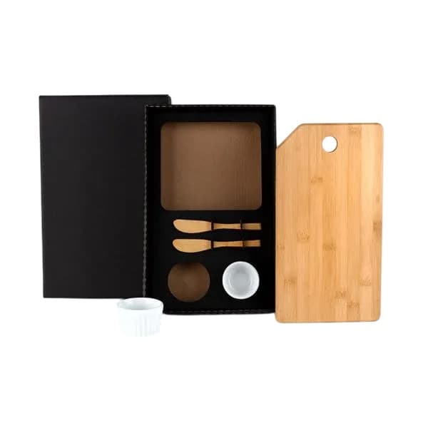 Kit Para Petisco Com Tábua, Espátulas e Ramekins 5 Peças Promocional - segunda imagem