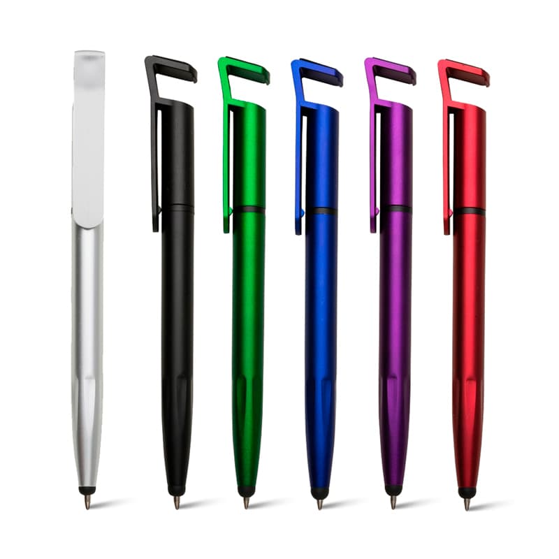 Caneta Plástica com Ponteira Touch e Porta Smartphone Personalizado - imagem 1