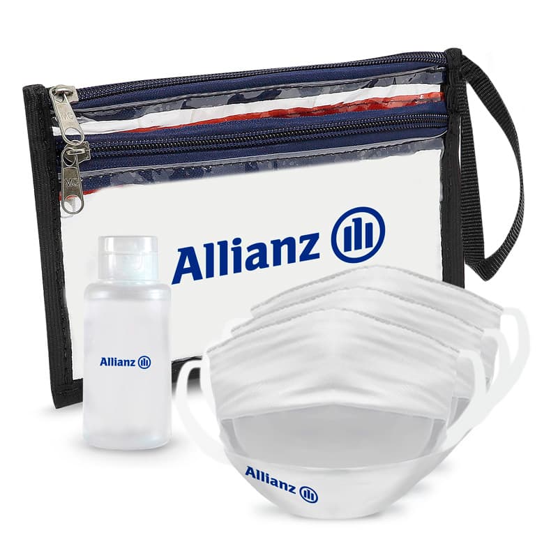 Kit Prevenção com Álcool em Gel 60ml 3 Máscaras com dupla e Necessaire - imagem 1