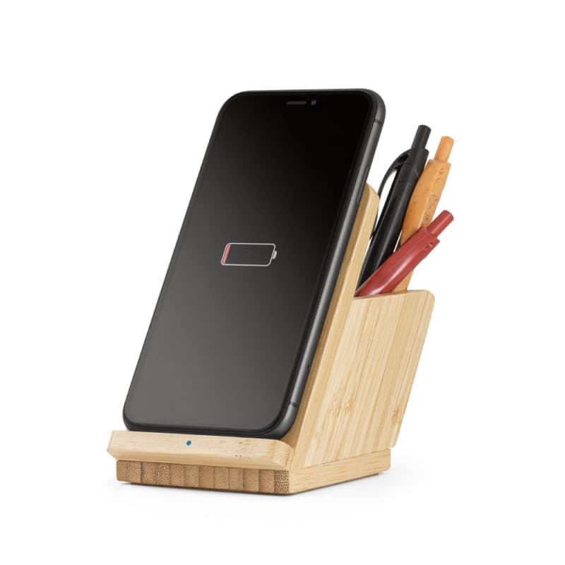 Carregador Ecológico wireless em bambu Personalizado - imagem 1