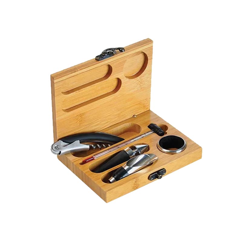 Kit Vinho em Estojo de Bambu 6 Peças Personalizado - imagem 1