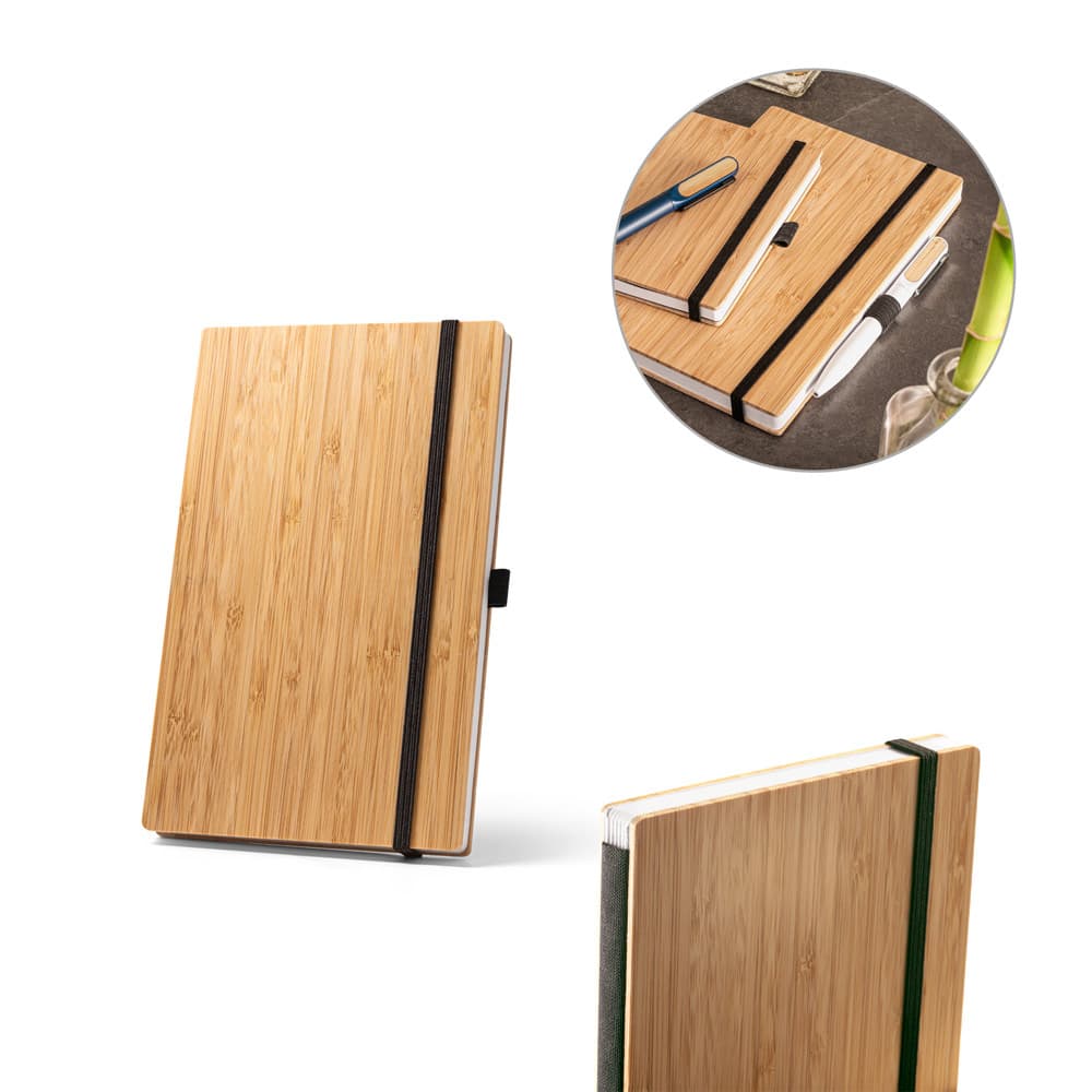 Caderno A5 de Capa e Contracapa em Placa de Bambu Personalizado - imagem 1