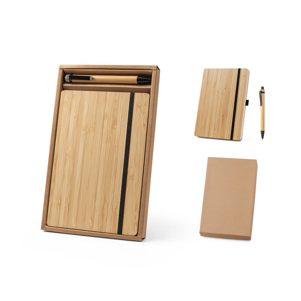 Conjunto de caderno A5 em bambu para Brindes - imagem 1