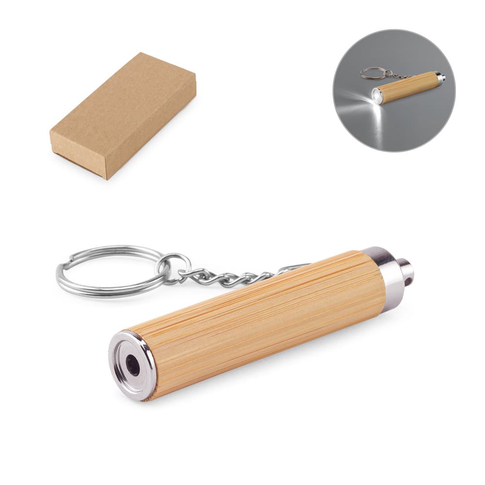 Chaveiro em Bambu com Lanterna LED - imagem 1