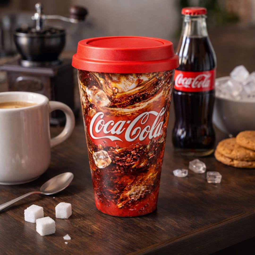 Copo Plástico In Mold Label com Tampa de Café 450ml - imagem 1