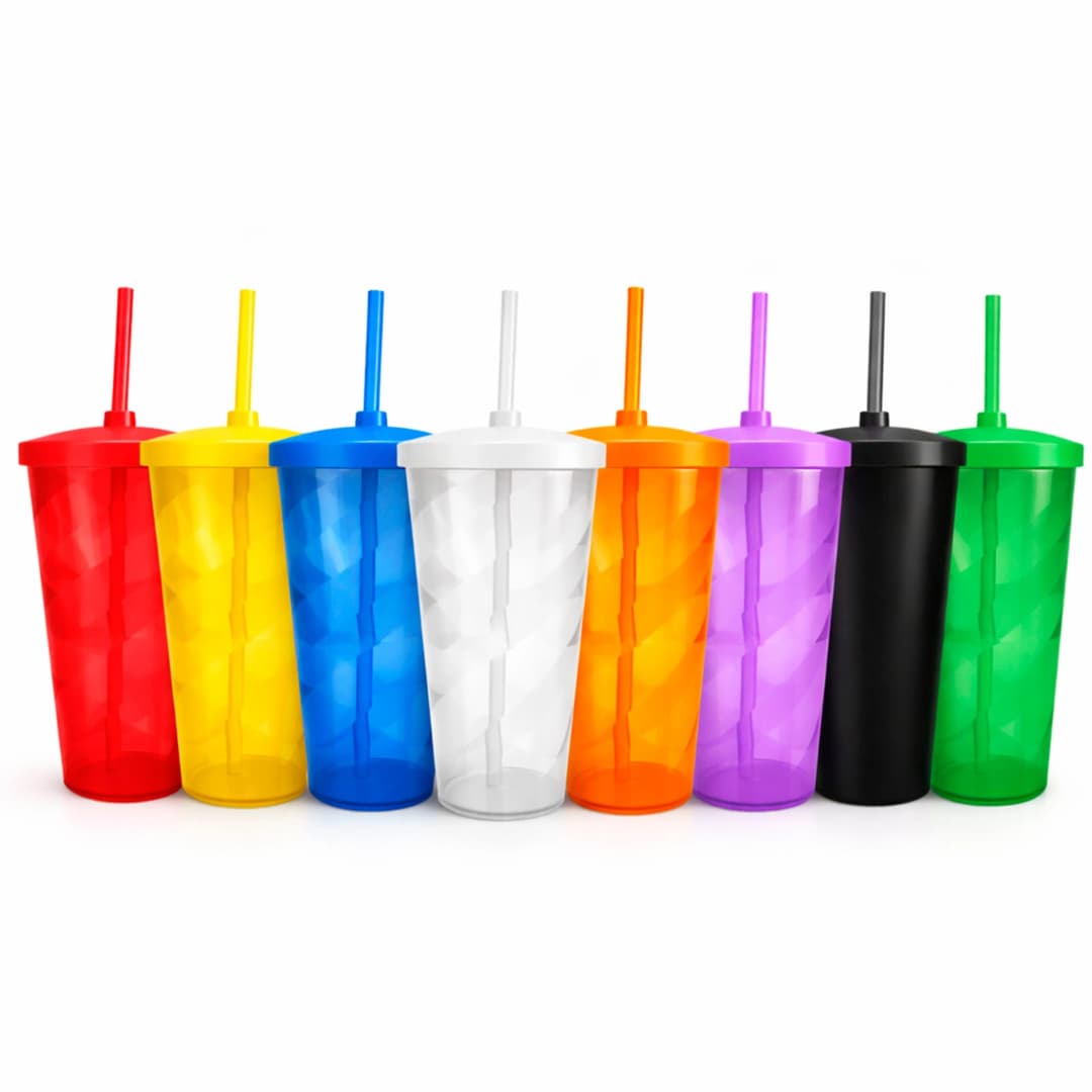 Copo Espiral com Tampa e Canudo 550ml - imagem 1
