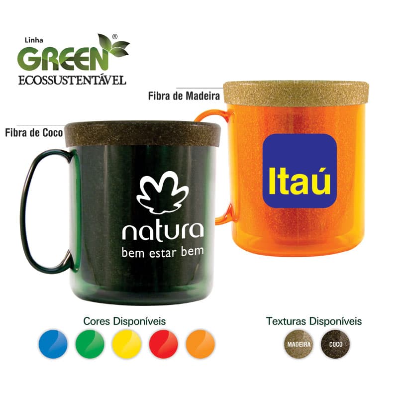 Caneca Redonda Green, Caneca Green Ecos sustentáve - imagem 1