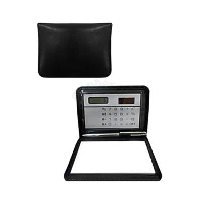 Calculadora com caneta e capinha de couro sintétic