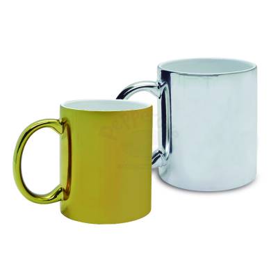Caneca de Porcelana Dourada e Prata Personalizada