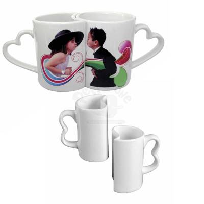 Caneca de Porcelana Dupla Coração Personalizado