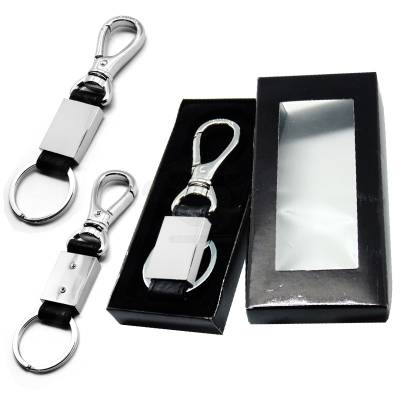 Chaveiro de Matal com Couro Personalizado
