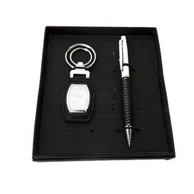 Conjunto Chaveiro Couro e Caneta
