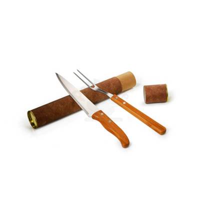 Kit Churrasco Garfo e Faca Bambu